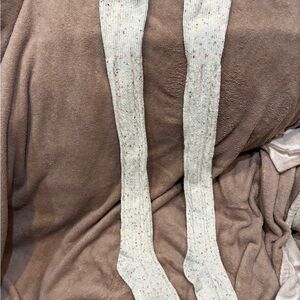 Speckled White thigh high socks